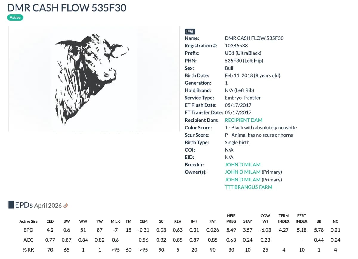Sire — DMR CASH FLOW 535F30