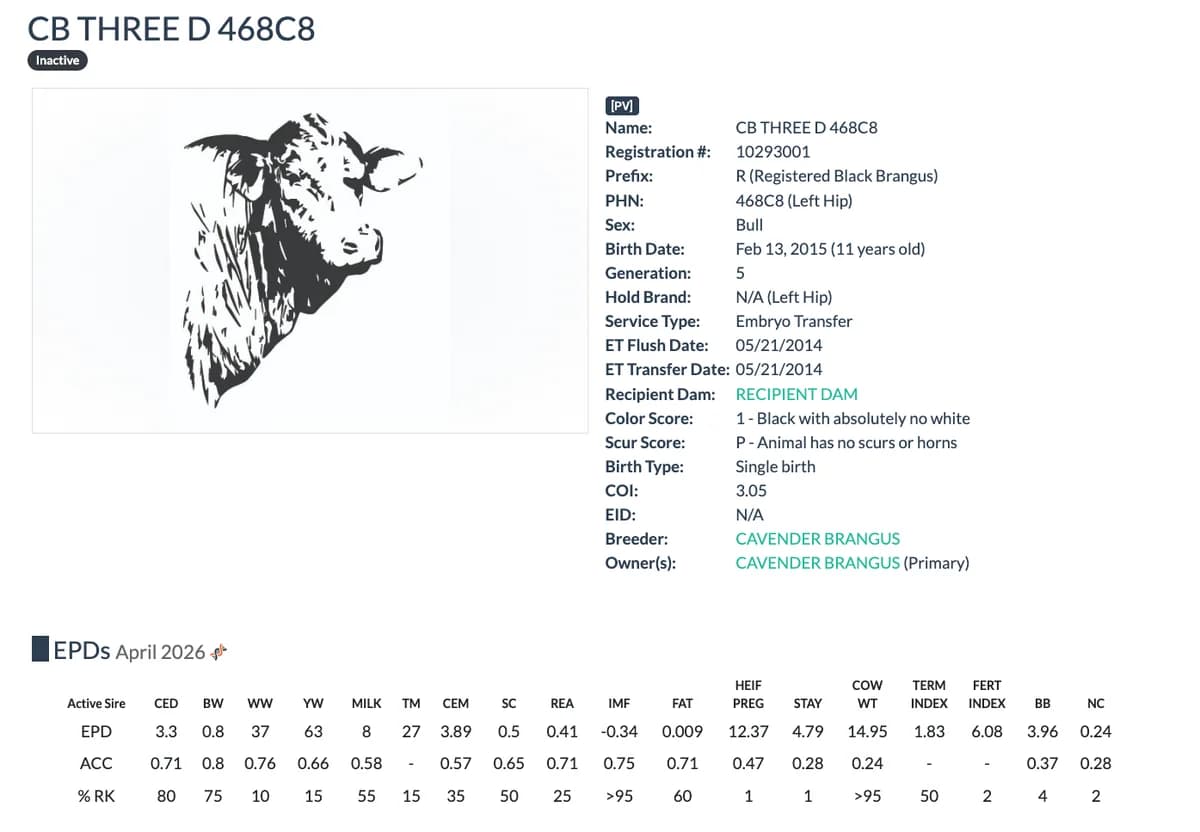 Sire — CB THREE D 468C8